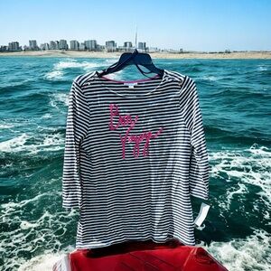 Retro Charter Club Striped Bon Voyage Petite Top NWT NEW Deadstock Nautical